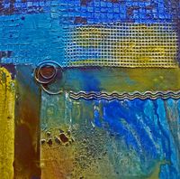 Collage-blau-gelb 40 x 40 -cm